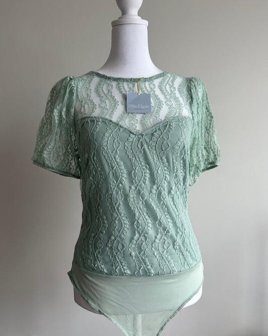 Sage Green Lace Bodysuit for Women | Chic Everyday Top | Larise