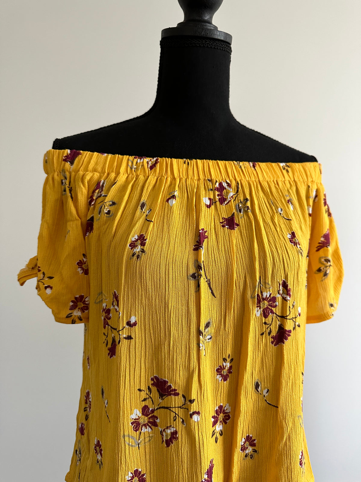 Yellow Floral Half-Shoulder Blouse | Tropical Summer Top for Women | Larise