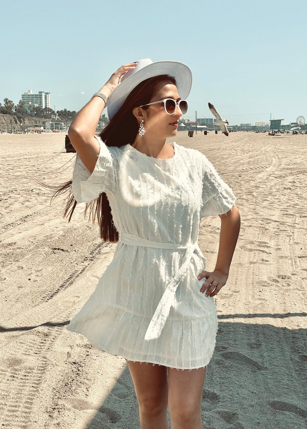 Meerschaum White Cotton Mini Dress | Casual Summer Dress | Larise