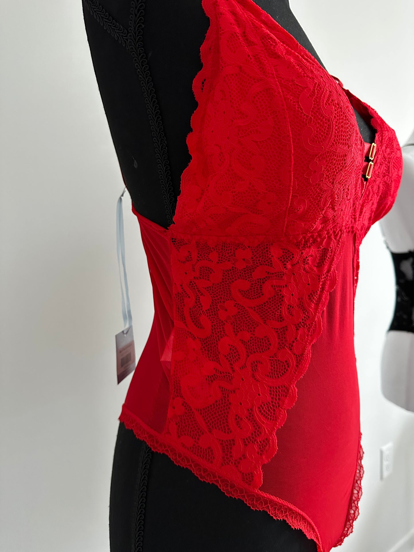 Sexy Red Floral Bodysuit