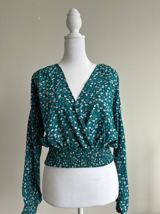 L.A Flowers Blouse / green blouse