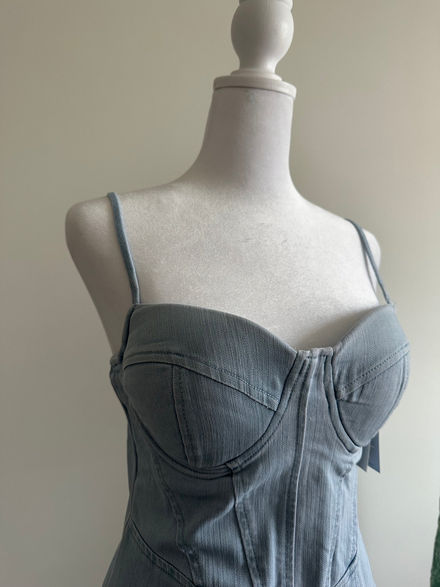 Geometric Denim Bodycon Mini Dress | Casual Chic Dress for Women | Larise
