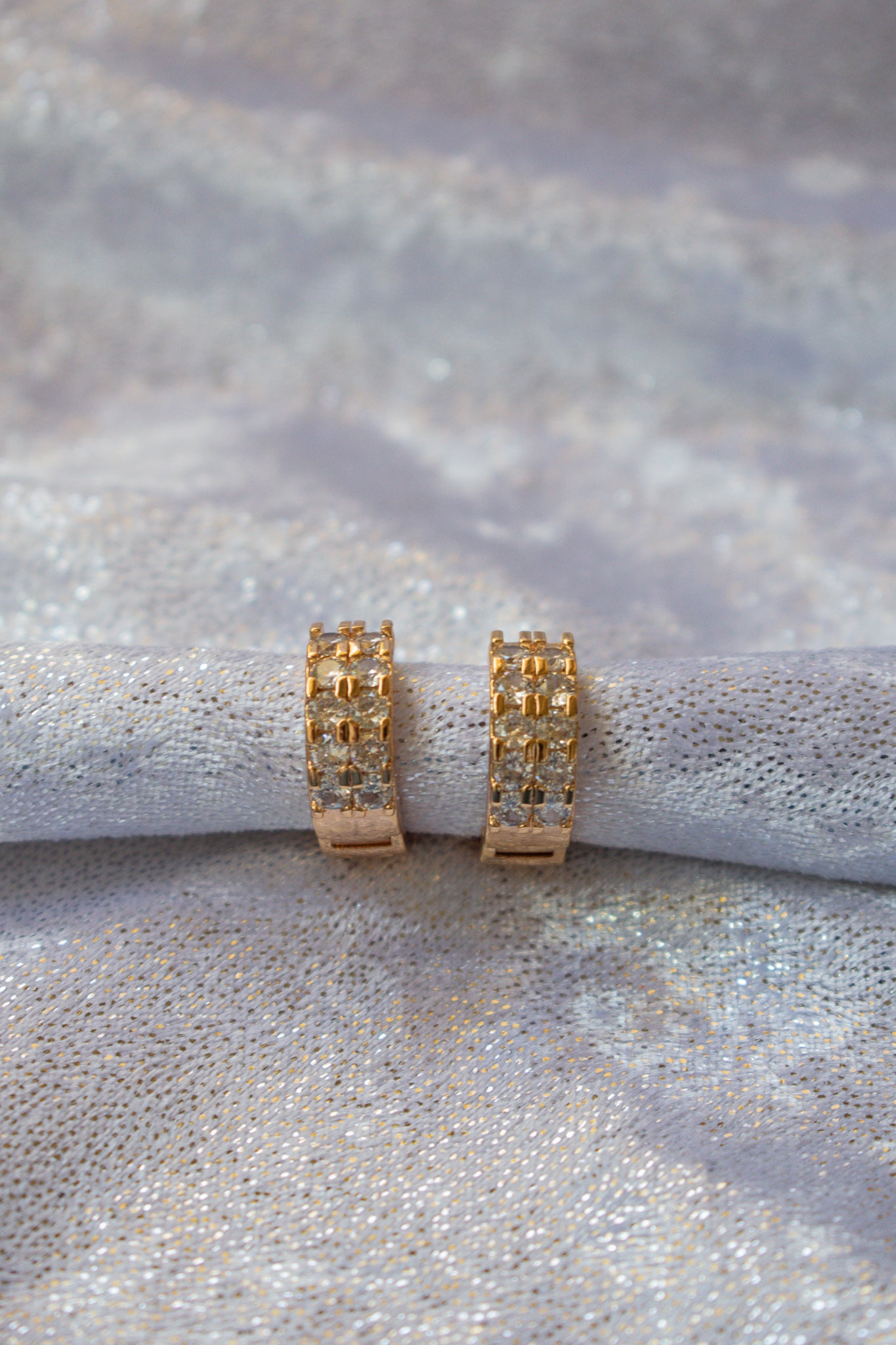 Gold plated zircon decor hoop earrings