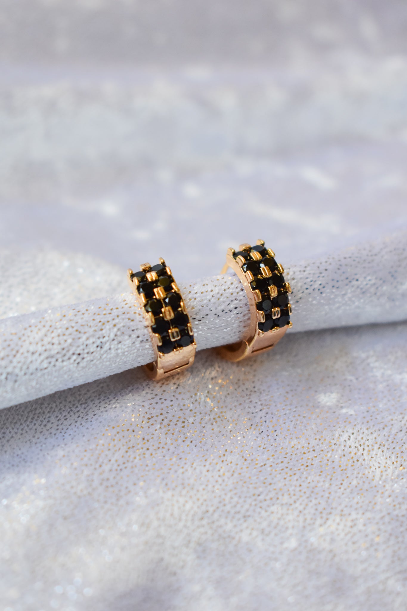 Black Zircon hoop earrings