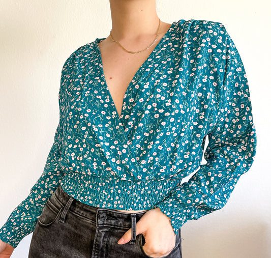 L.A. Flowers Green Floral Blouse | Casual Summer Top for Women | Larise