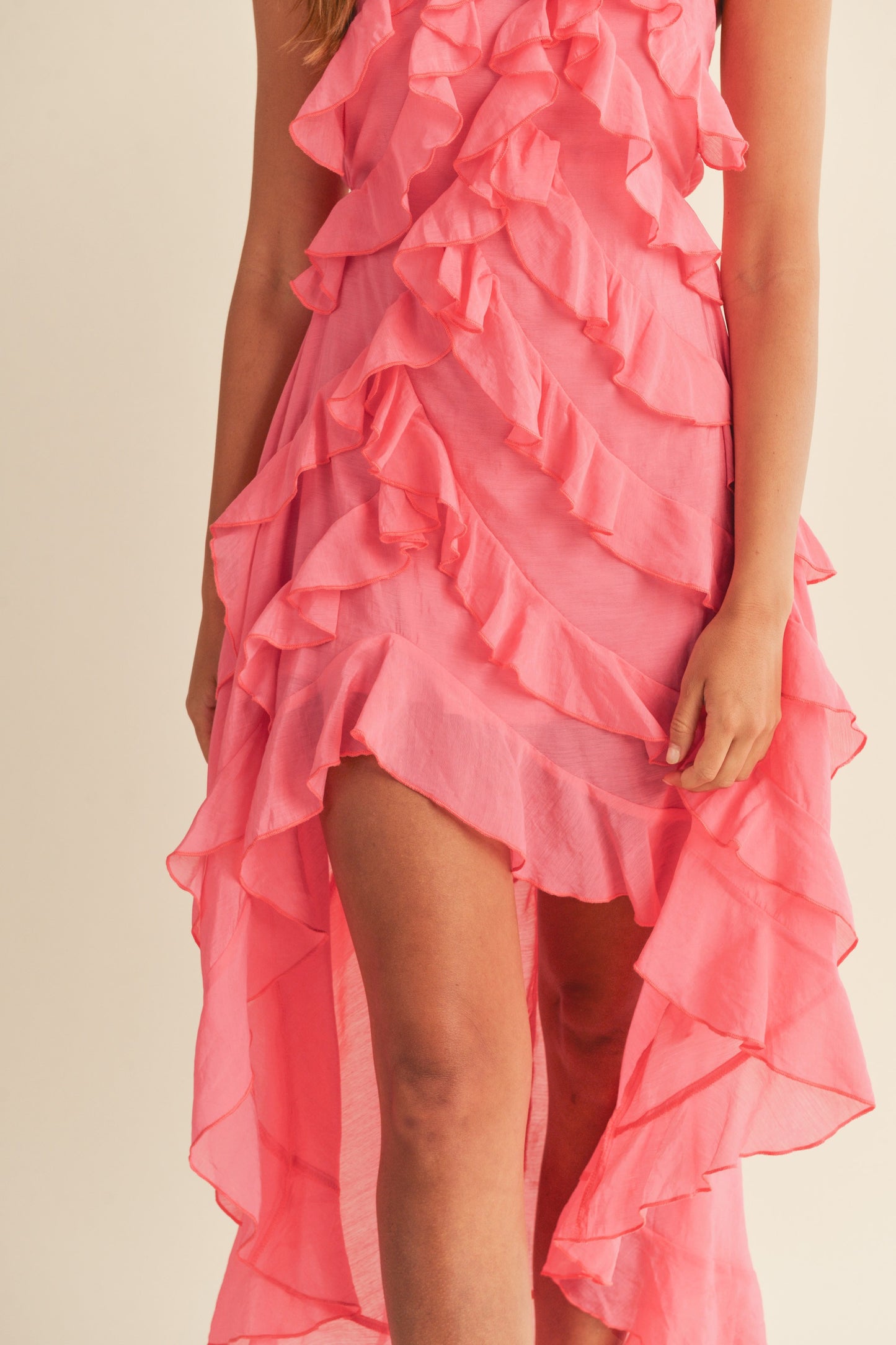 Pink Asymmetrical Maxi Dress