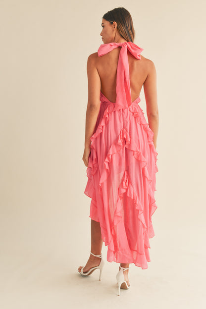 Pink Asymmetrical Maxi Dress