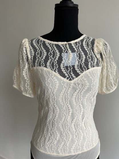 Cream Lining Lace Bodysuit