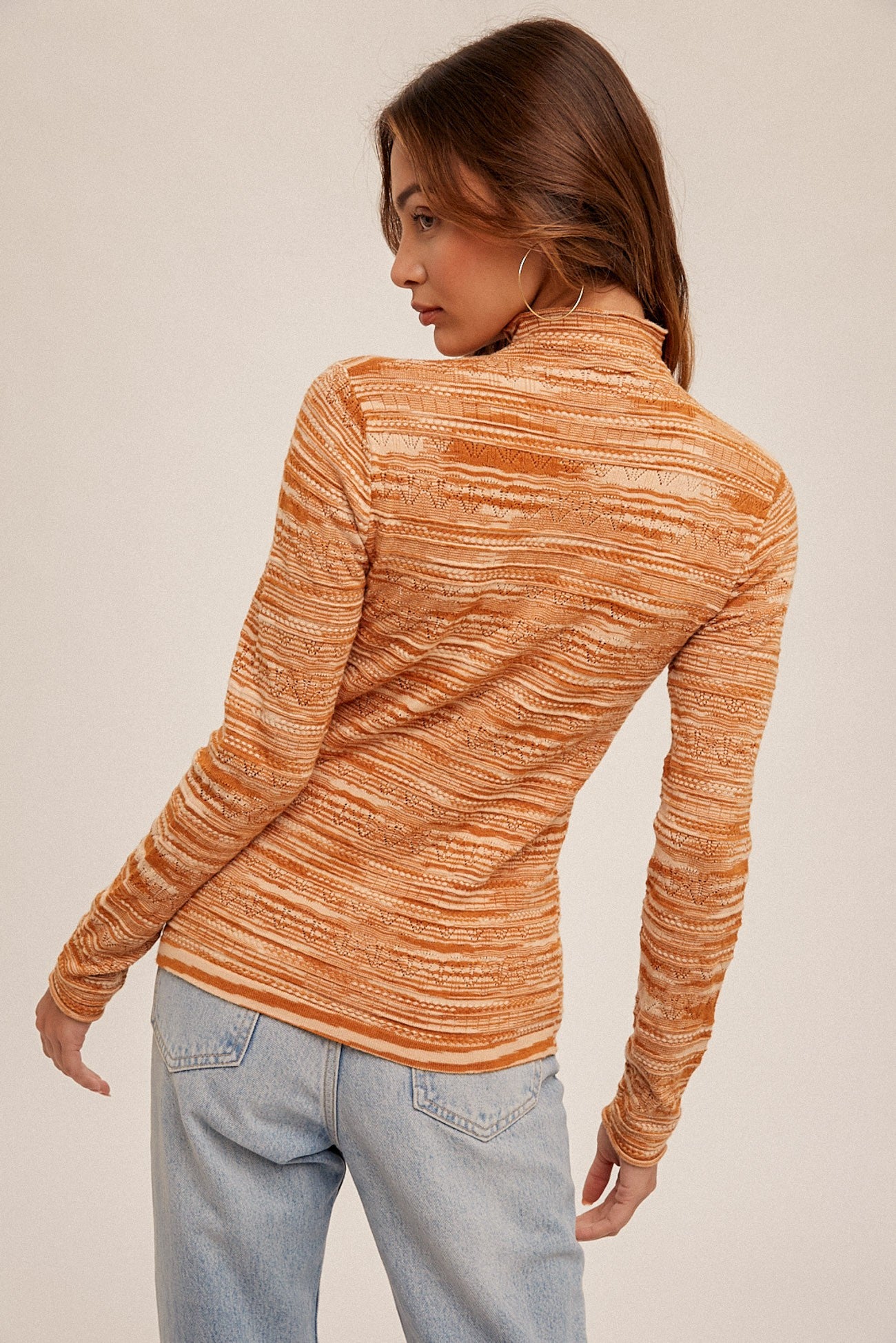 Caramel Mock Neck Sweater Top