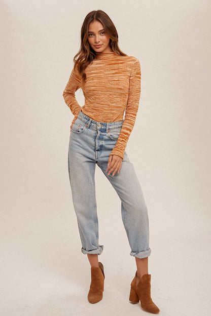 Caramel Mock Neck Sweater Top