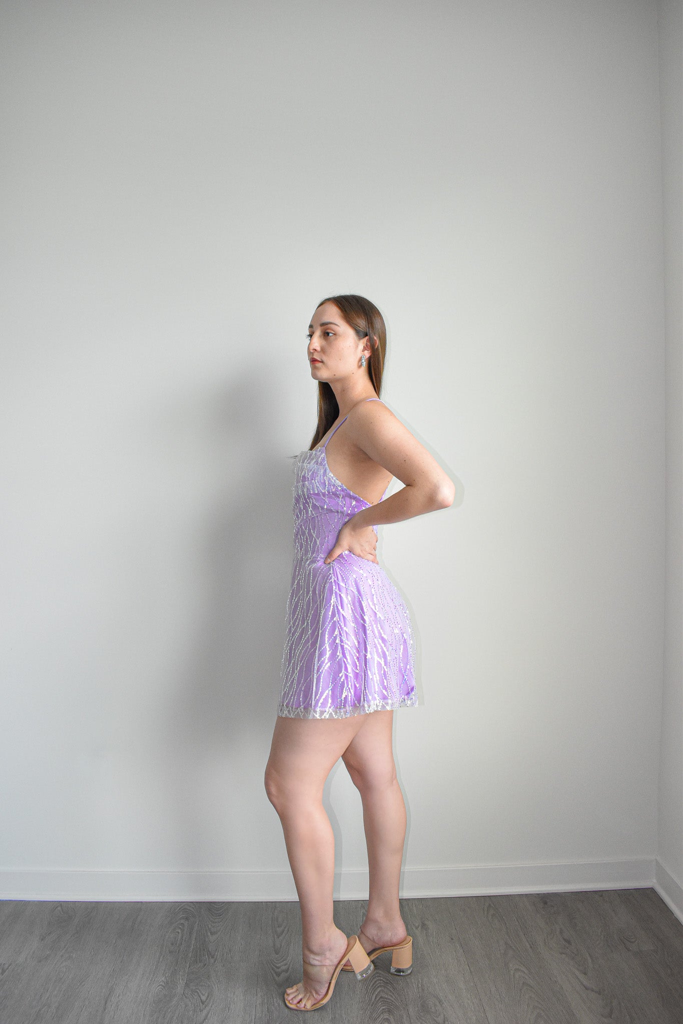 Purple Sequin Flare Romper