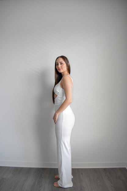 White rhinestone cutout Jumpsuit