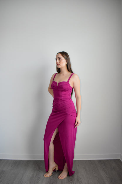 Magenta Bustier Top Maxi Dress
