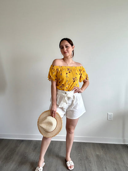 Yellow Hawaii Flower Blouse