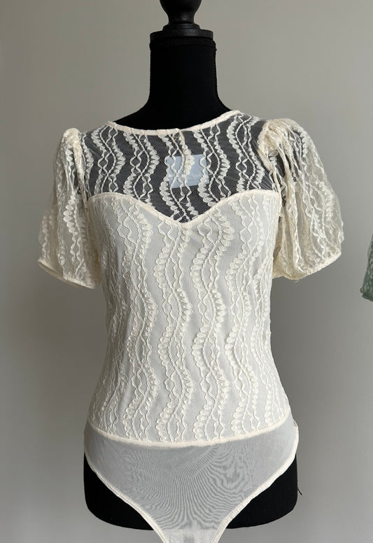 Cream Lining Lace Bodysuit