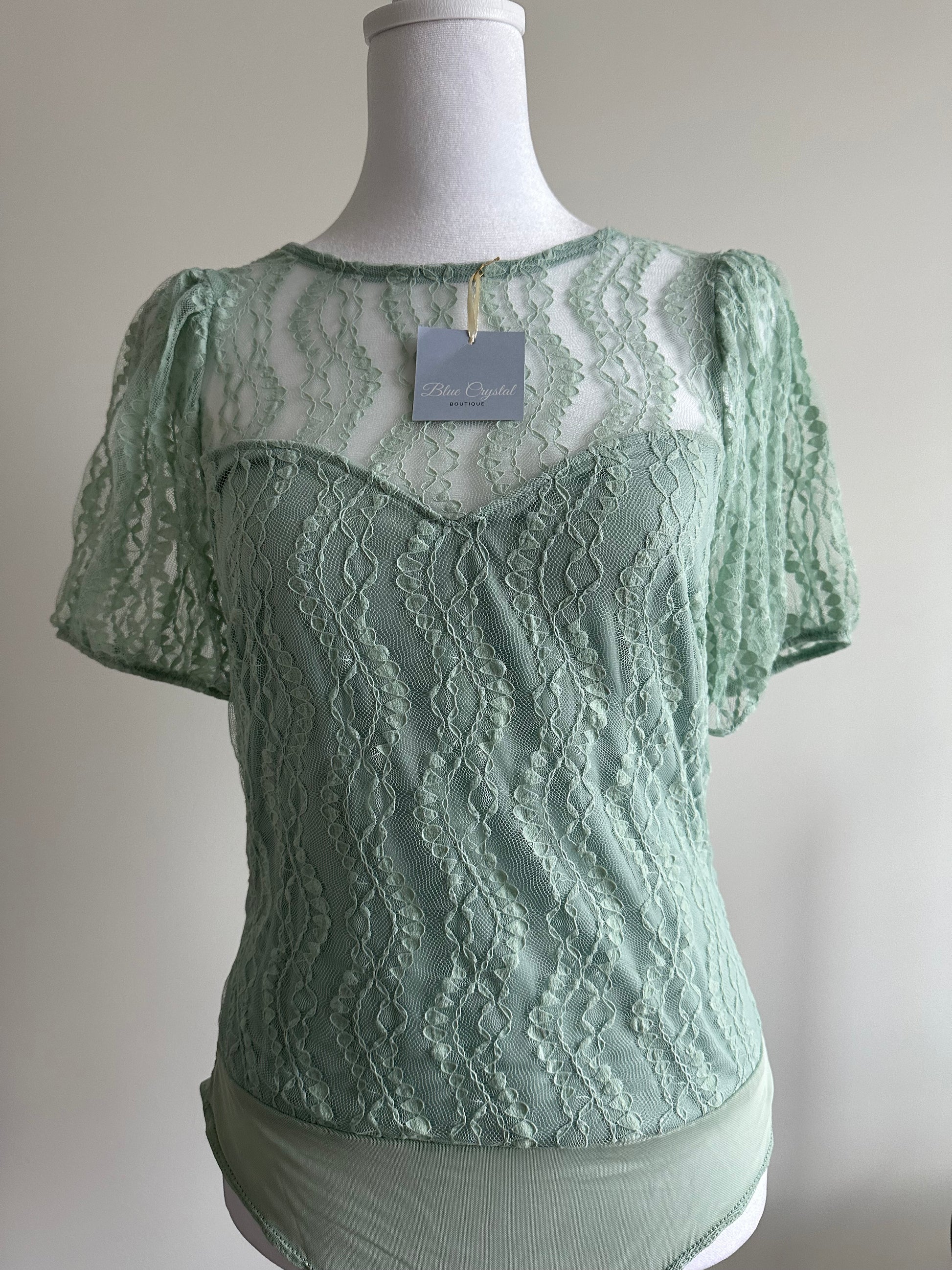 Sage Lining Lace Bodysuit