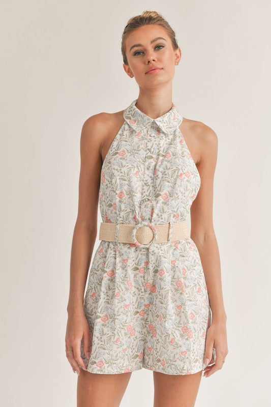 Floral Print Romper with Belt | Cute Summer Romper for Women | Larise