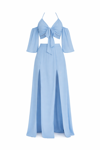 Blue Crystal Skirt Set