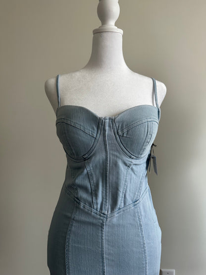 Geometric Bodycon Denim Dress