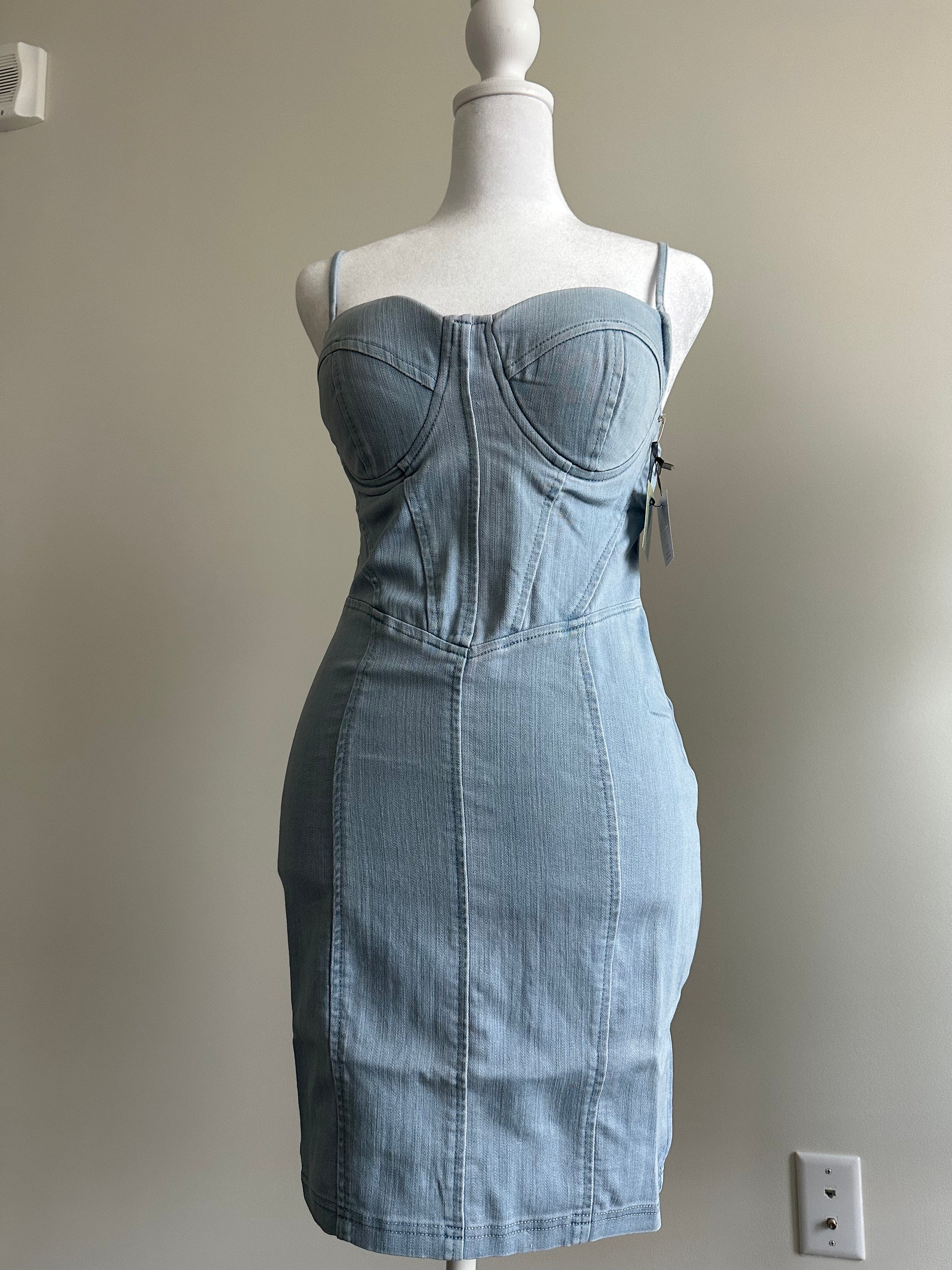 Geometric Bodycon Denim Dress