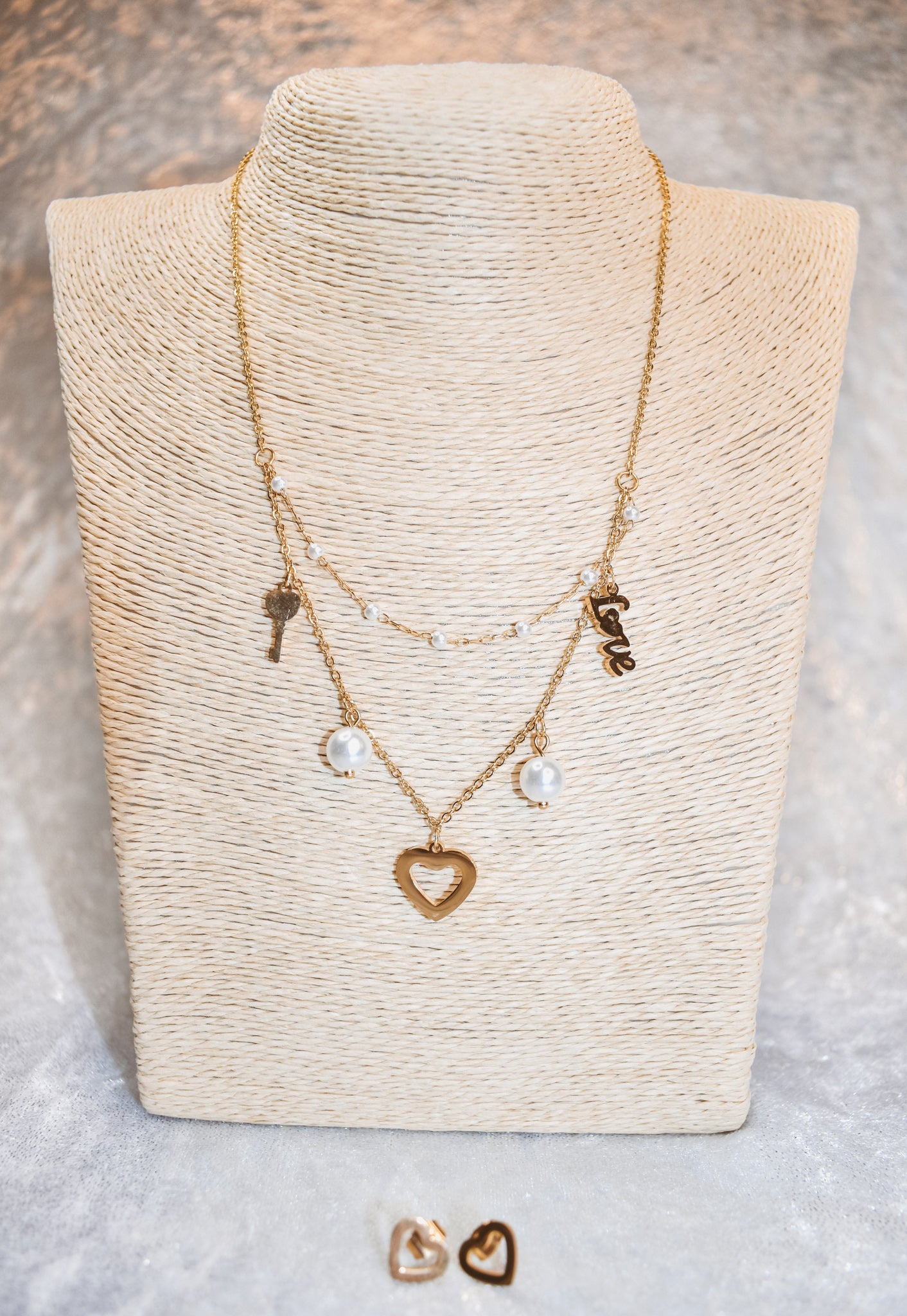 Double strand love pearl Necklace set