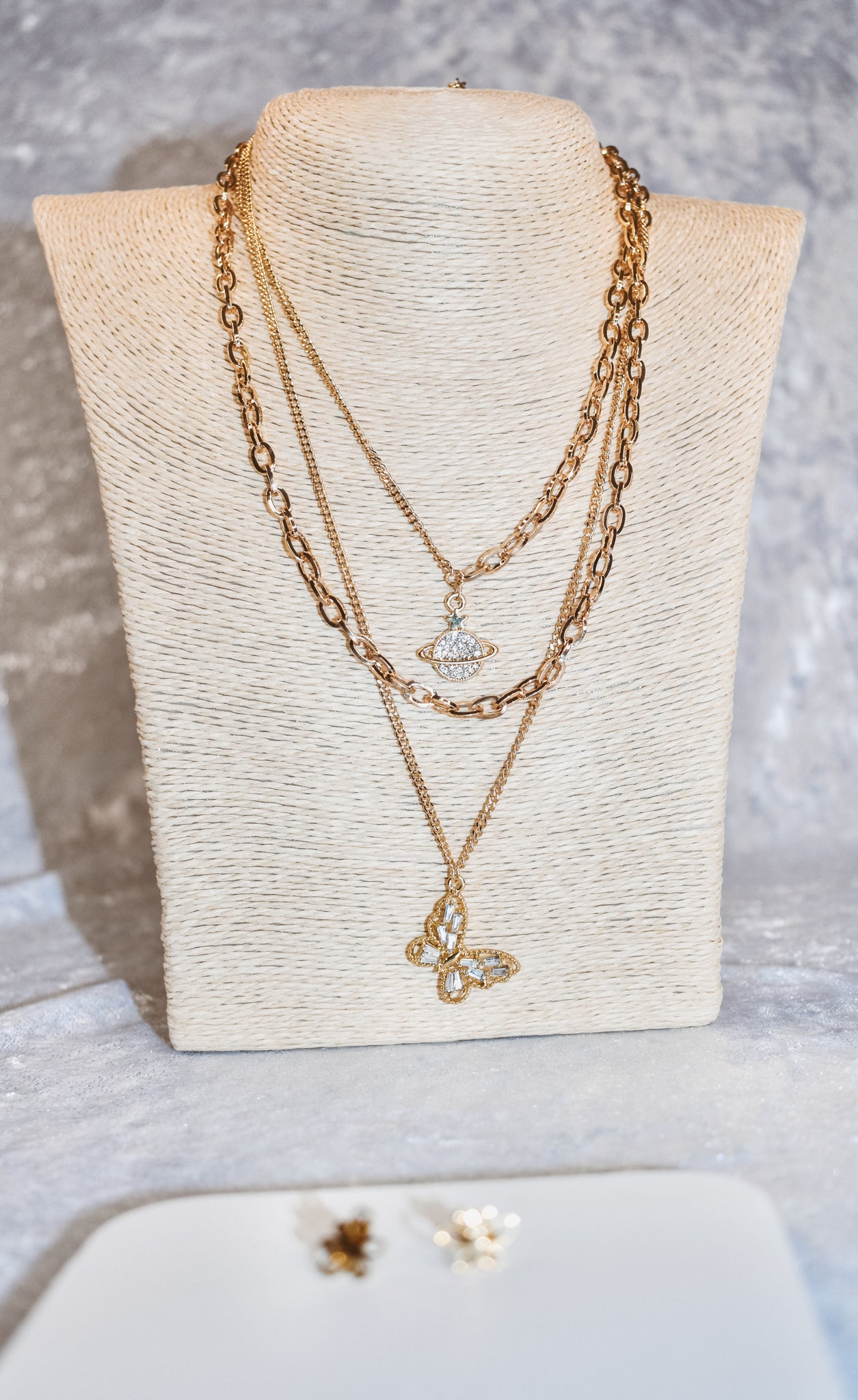 Space butterfly necklace set