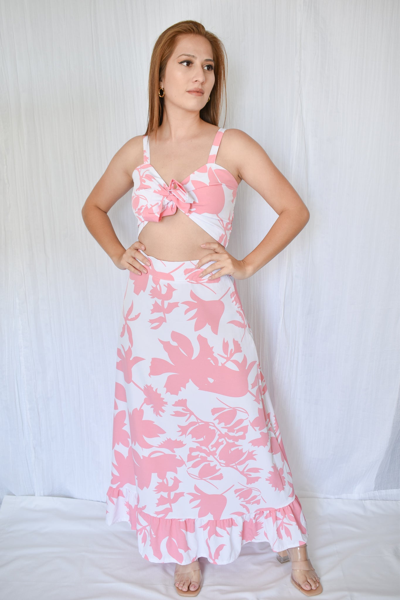 Plants Print Two-Piece Set - pink