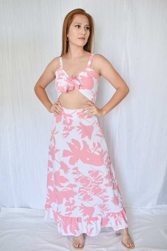Plants Print Two-Piece Set - pink
