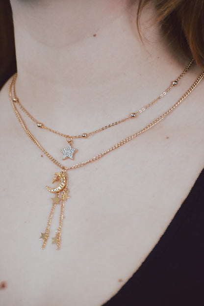 Sky necklace set / hypoallergenic double necklace
