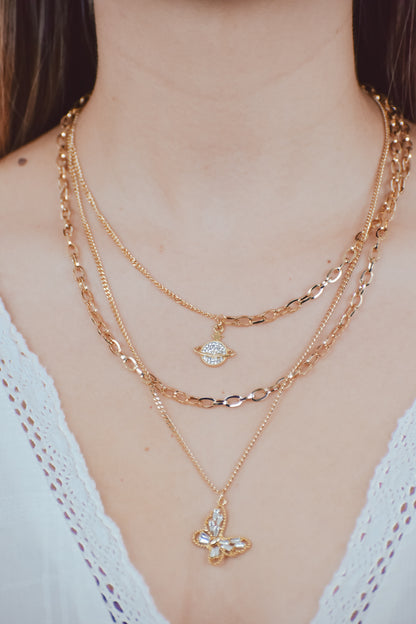 Space butterfly necklace set