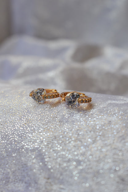 Rhinestone decor minimalism hoop earrings