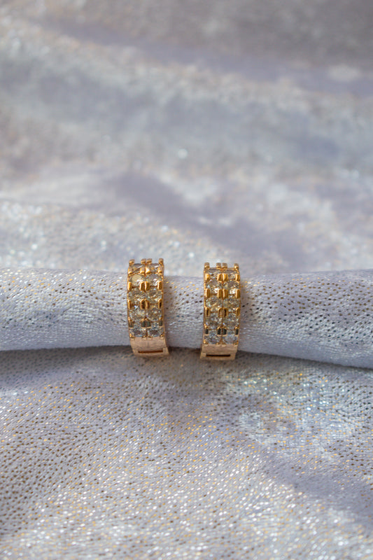 Gold plated zircon decor hoop earrings
