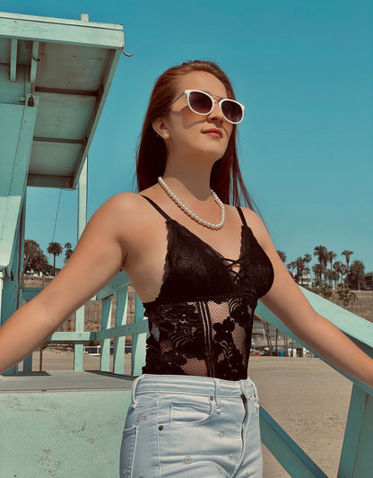 Black floral bodysuit /Mesh Noir Bodysuit