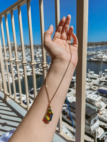 Geometric crystal Multi color Necklace set