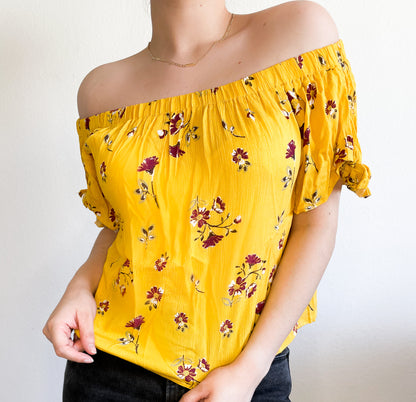 Yellow Hawaii Flower Blouse