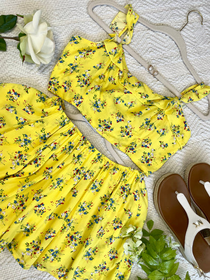 Yellow Roses Print dress